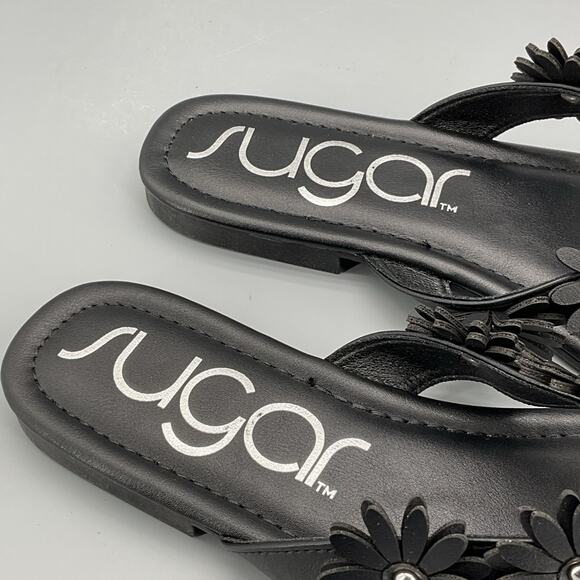 NEW Sugar Women’s Finnesse Flower Thong Sandals Black Size 8.5M - Picture 6 of 10